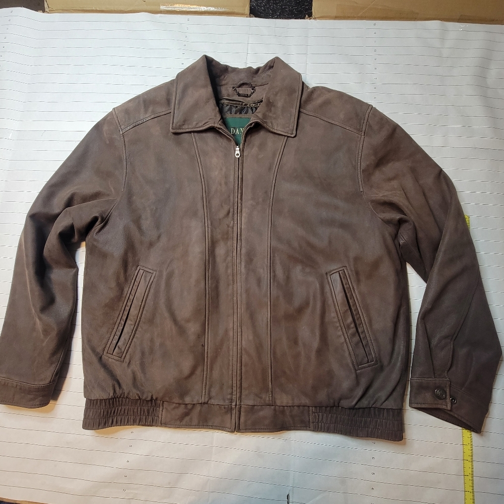 Vtg Danier Leather Bomber Jacket W/ Liner 44-46 Full Zip Brown Very Soft Supple